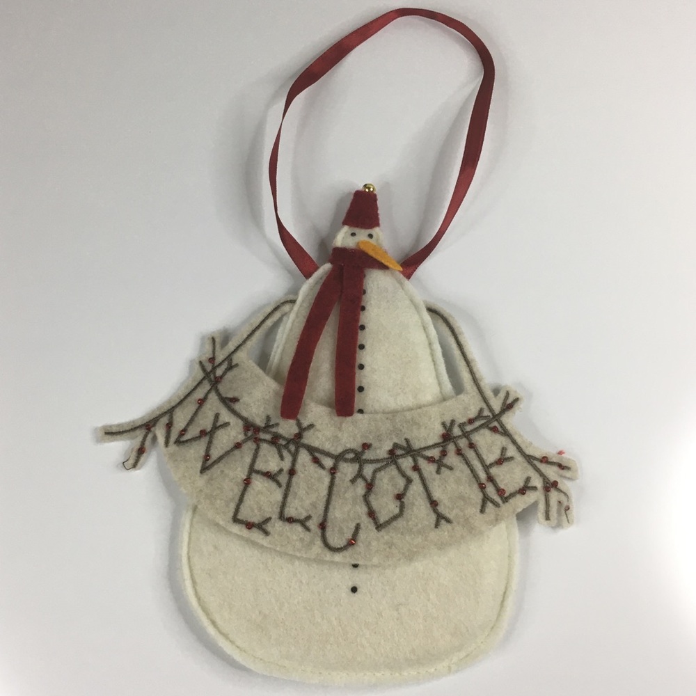 Felt Country Snowman Welcome Winter Christmas Wall Hanging Door Home Decor